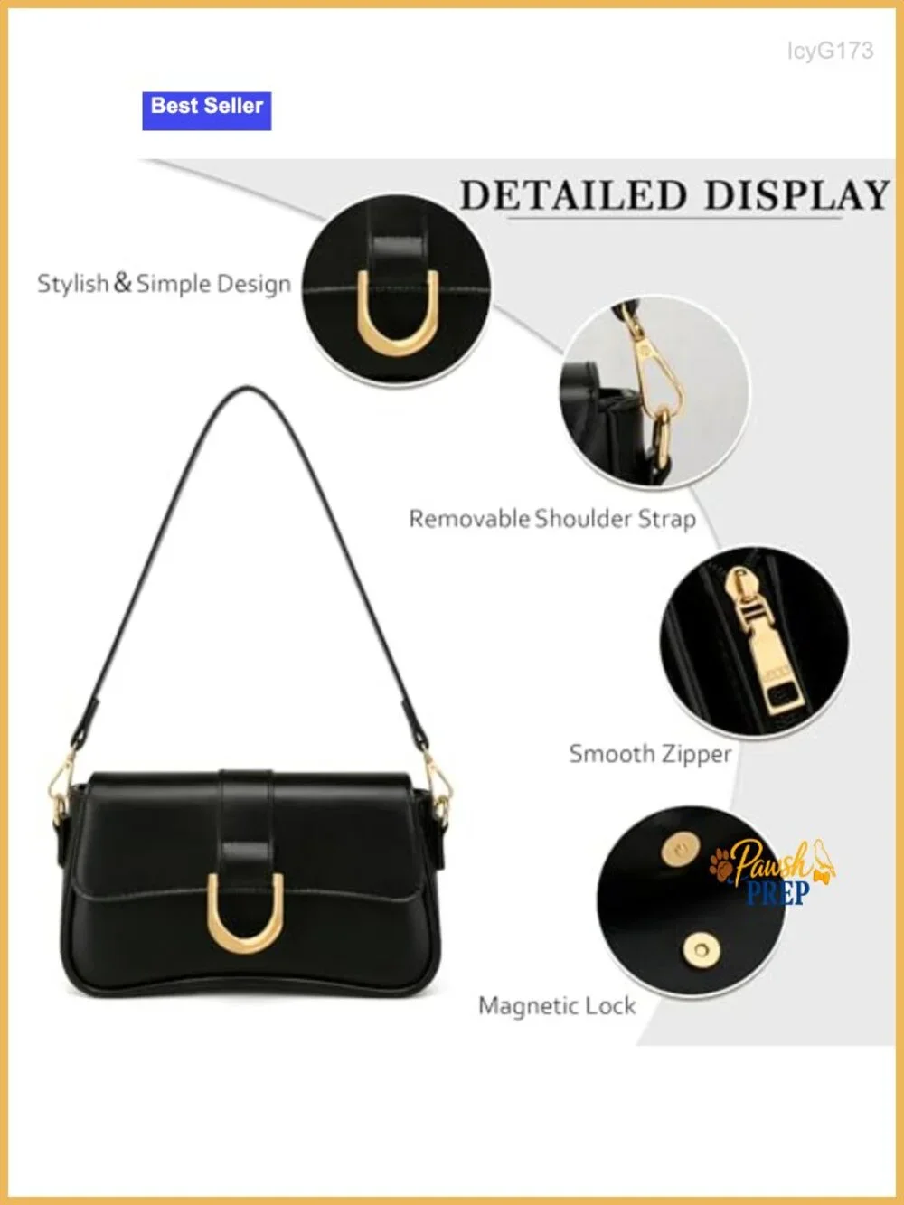 Vegan Leather Small Hobo Handbag with Adjustable Strap